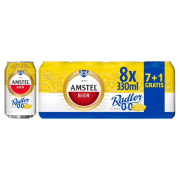 Amstel Radler Citroen 0.0 Bier Blik 7+1 x 330ml bij Jumbo