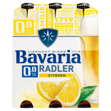 Bavaria 0.0% Radler citroen alcoholvrij bier fles