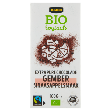 Jumbo Extra Pure Chocolade Gember Sinaasappelsmaak Biologisch 100g