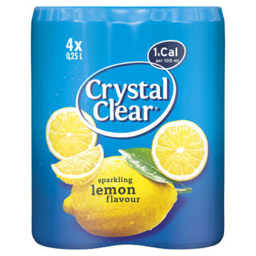 Crystal Clear Sparkling Lemon Flavour 4 x 250ML
