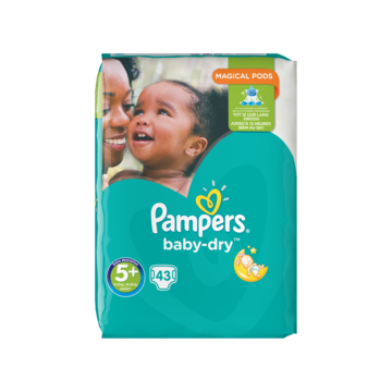 Pampers Baby-Dry Maat 5+, 43 Tot Lang Droog - Baby, — Jumbo Supermarkten