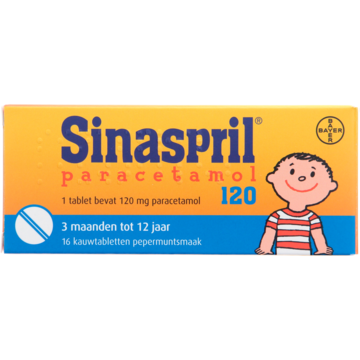 Sinaspril Paracetamol 120 mg kauwtabletten 16 stuks