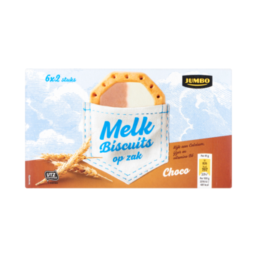 Jumbo Melk Biscuits Op Zak Choco 6 X 2 Stuks 245 G Bij huismerk kopen in de aanbieding