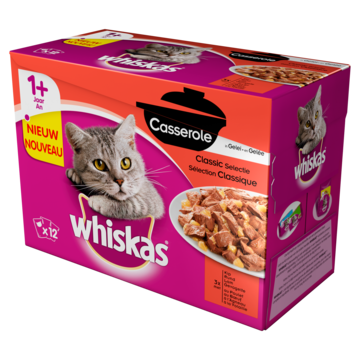 Whiskas 1+ Adult Casserole Maaltijdzakjes - Mix Selectie in Gelei - Kattenvoer - 12 x 85g