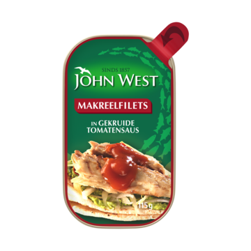John West makreelfilets in gekruide tomatensaus 115g