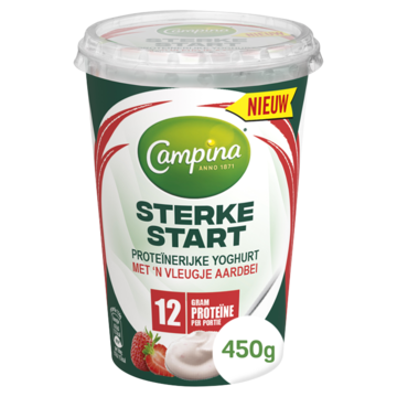 Campina Sterke Start yoghurt met apos n vleugje aardbei 450g