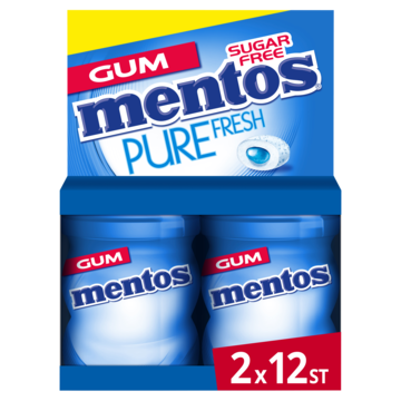 Mentos Chewing Gum Pure Fresh Fresh Mint Sugar Free 2 x 24g