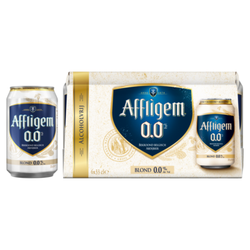 Affligem Blond 0.0 Bier Blik 6 x 330ml Aanbieding bij Jumbo | Alcoholhoudend of 0.0% Verpakking met 4, 6 of 12 flesjes of blikjes M.u.v. Gekoeld bier en geschenkverpakkingen