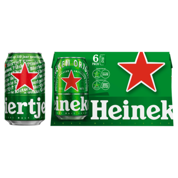 Heineken Premium Pilsener Bier Blik 6 x 330ml Aanbieding bij Jumbo | Alcoholhoudend of 0.0% Verpakking met 4, 6 of 12 flesjes of blikjes M.u.v. Gekoeld bier en geschenkverpakkingen
