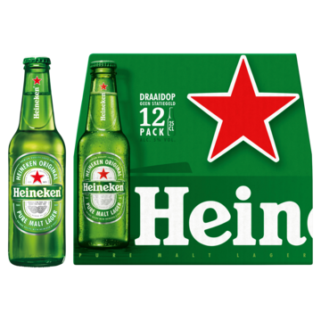 Heineken Premium Pilsener Bier Draaidop Fles 12 x 250ml Aanbieding bij Jumbo | Alcoholhoudend of 0.0% Verpakking met 4, 6 of 12 flesjes of blikjes M.u.v. Gekoeld bier en geschenkverpakkingen