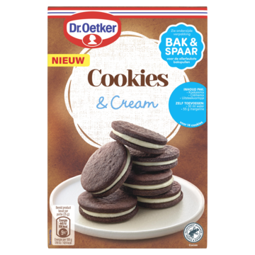 Dr. Oetker Cookies & Cream bakmix 275g bestellen? Ontbijt, broodbeleg en bakproducten — Jumbo Supermarkten