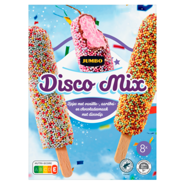 Jumbo Disco IJslollies Vanille- Aardbei- en Chocoladesmaak 8 Stuks