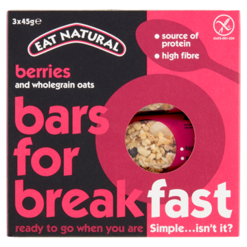 Eat Natural Berries and Wholegrain Oats Bars for Breakfast 3 x 45g