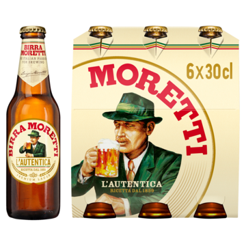 2e halve prijs | Birra Moretti L&apos;Autentica Bier Fles 6 x 300ML Aanbieding bij Jumbo