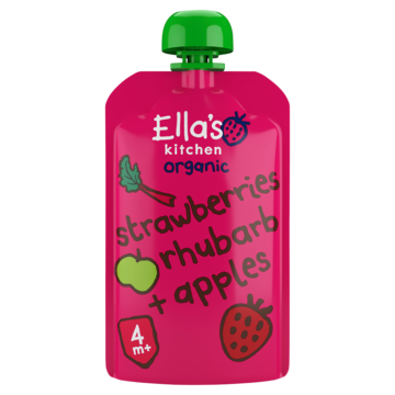 Ella's Kitchen Aardbeien, rabarber + appels 4+ biologisch 120g