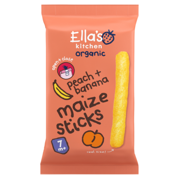 Ella's Kitchen Maize sticks perzik + banaan 7+ biologisch 16g
