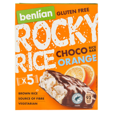 Benlian Rice Bar Rocky Rice Choco Orange 5 x 18g