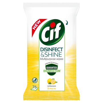 Cif Disinfect & Shine Wipes Lemon 75 doekjes
