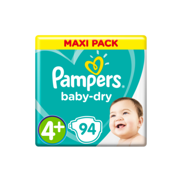 Pampers Baby-Dry Maat 4+, 94 Luiers, Droge Ademende Huid