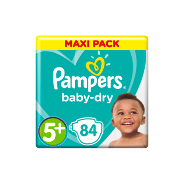Pampers Baby-Dry Maat 5+, 84 Luiers, Droge Ademende Huid
