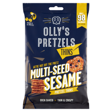 Ollyapos s Pretzels MultiSeed Sesame Thins 140g