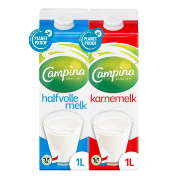 Campina Halfvolle Melk en Karnemelk 1L