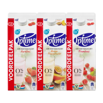 Optimel Drinkyoghurt Smaakvariatie – Aardbei, Framboos, Mango-passievrucht, 4,5L