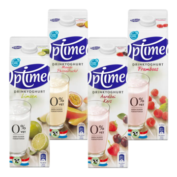 Optimel Drinkyoghurt Smaakvariatie – Aardbei, Framboos, Mango-passievrucht, Limoen, 4L