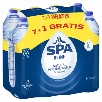 SPA REINE Natuurlijk Mineraalwater 7+1 x 1, 5L