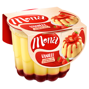Mona Vanillesmaak pudding met aardbeiensaus 450ml