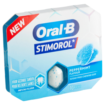 Stimorol Oral-B Kauwgom Peppermint Suikervrij 10 Stuks 17g