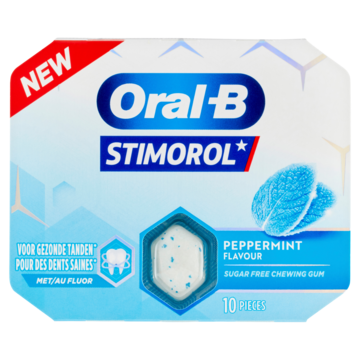 Stimorol Oral-B Kauwgom Peppermint Suikervrij 10 Stuks 17g