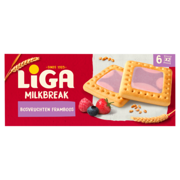 LiGa Milkbreak Koeken Bosvruchten Framboos 6 x 2 Koekjes 245g