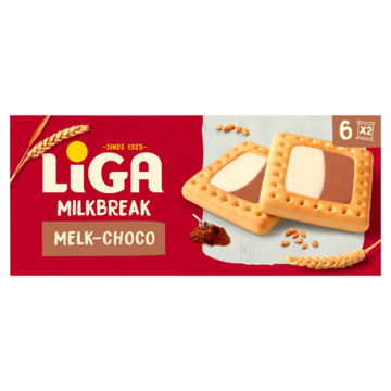 LiGa Milkbreak Koeken Duo Melk Chocolade Biscuits 6 x 2 Koekjes 245g