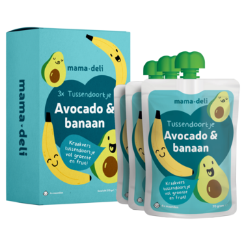 Mama Deli Tussendoortje avocado & banaan 4+ maanden 3 x 70g