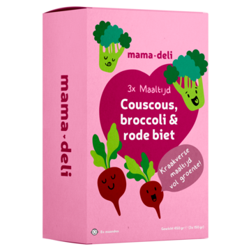 Mama Deli Maaltijd couscous, broccoli & rode biet 8+ maanden 3 x 150g