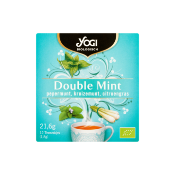 Yogi Biologisch Double Mint Pepermunt, Kruizemunt, Citroengras 12 Theezakjes 21, 6g