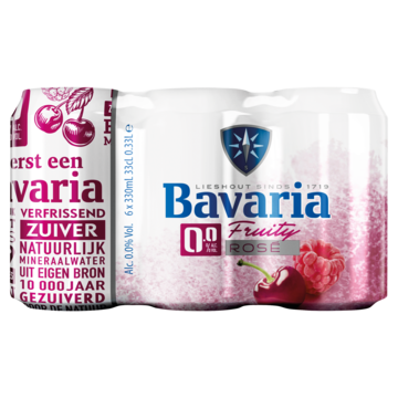 1+1 gratis | Bavaria Fruity Rose 0.0% Alcoholvrij Blik 6 x 330ML Aanbieding bij Jumbo