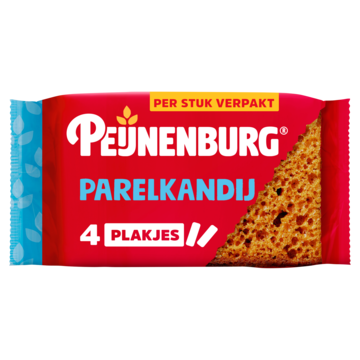 Peijnenburg ontbijtkoek parelkandij 4pack per stuk verpakt