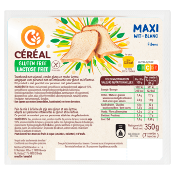 Céréal Gluten Free Lactose Free Maxi Wit 7 Sneetjes 350g