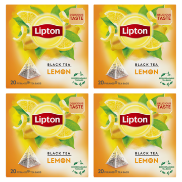 Lipton zwarte thee Lemon 4 Doosjes met 20 Stuks