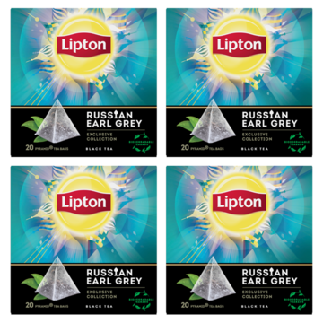 Lipton zwarte thee Russian Earl Grey 4  Doosjes met 20 Stuks