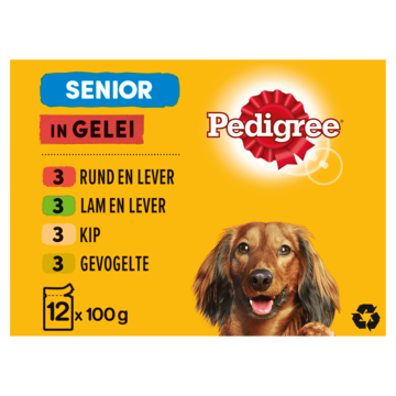 Pedigree Senior Maaltijdzakjes - Vlees in Gelei - Hondenvoer - 12 x 100g