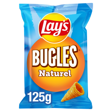 Layapos s Bugles Naturel Zout Chips 125gr Aanbieding 2 zakken Bugles a 125 gram Sensations a 150 gram of Wokkels a 100 gram