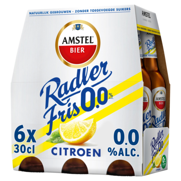 Amstel Radler Fris 0.0 Bier 0% Suiker Fles 6 x 30cl