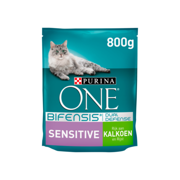 Purina ONE Bifensis Sensitive Adult Brokjes - Kalkoen - Kattenvoer 800g
