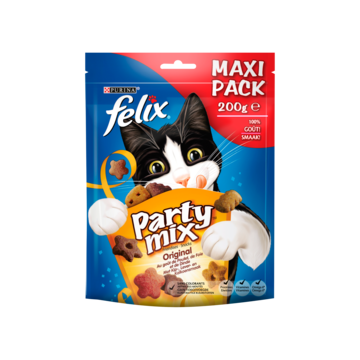 Felix Party Mix Original Kip-, Lever- en Kalkoensmaak Kattensnack 200g