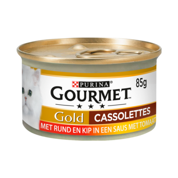 Gourmet Gold Cassolettes met Rund & Kip in Saus met Tomaat Kattenvoer Nat 85g