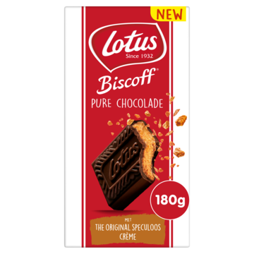 Lotus Biscoff speculoos chocoladereep puur crème 180g