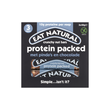 Eat Natural Crunchy Nut Bars Protein Packed met Pindaapos s en Chocolade 3 x 45g